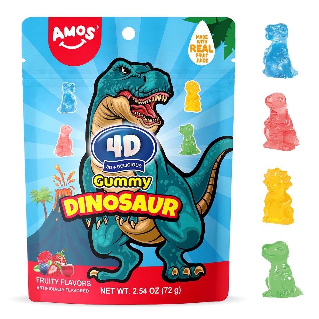 AMOS 4D Gummy Dinosaurs (Pack of 8)