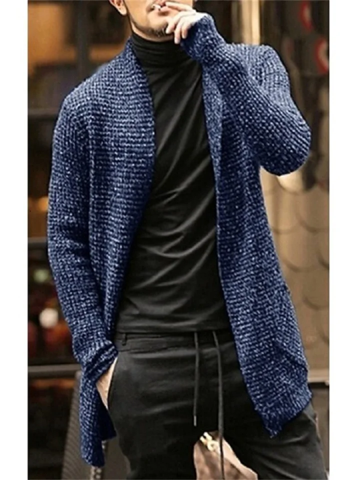 Men's Fall and Winter Long-sleeved Knitted Cardigan Windbreaker Sweater Coat-JRSEE