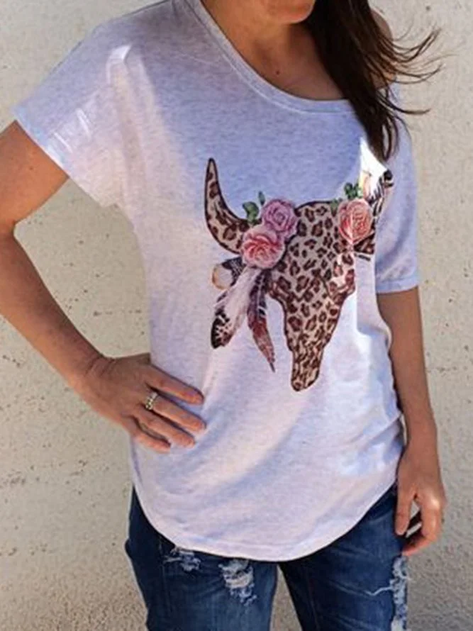 Printed Short Sleeve Crew Neck Shirts & Tops