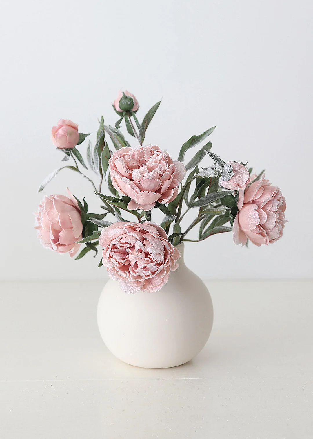 Artificial Snowy Pink Peony Flower - 27.5"