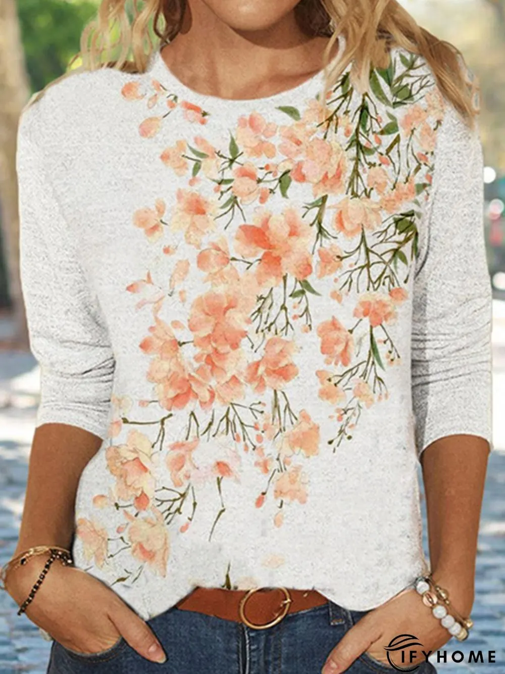 Regular Fit Floral Crew Neck T-Shirt | IFYHOME