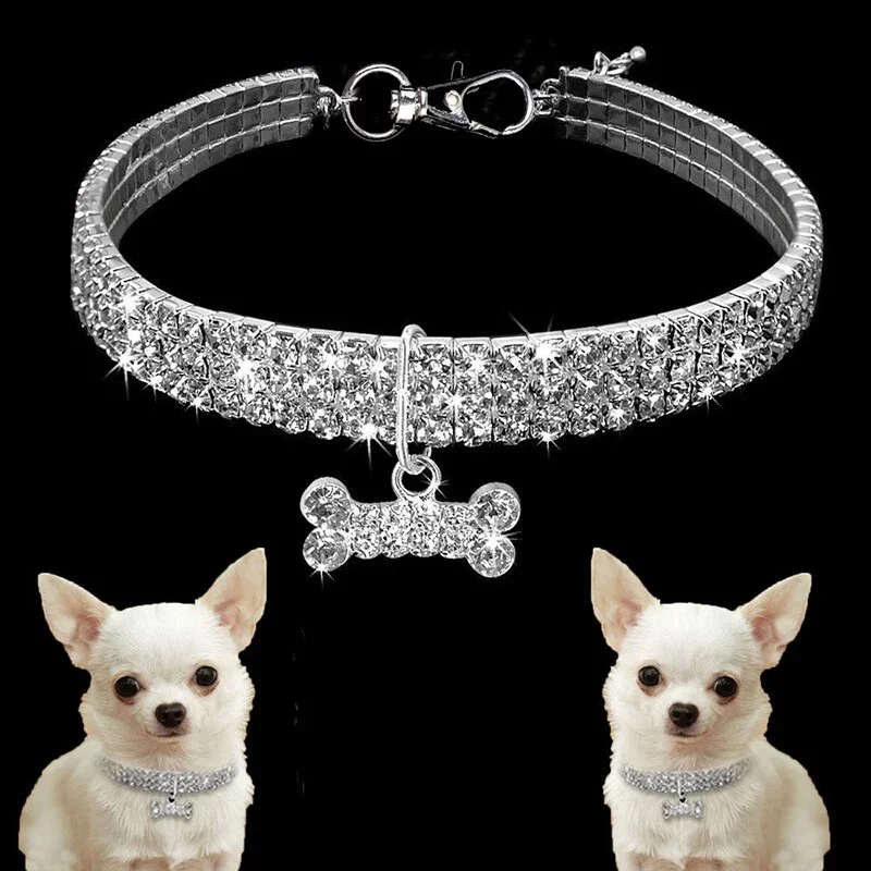 Adjustable Fancy Rhinestone Dog Collar