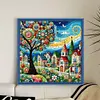 Glass Painting Colorful House-11CT Stamped Cross Stitch 50*50cm/19.69*19.69in tapestrymarket