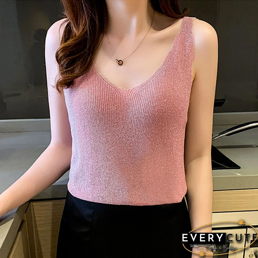 Bright Silk Ladies Tank Top Summer Clothing Vests For Women Shiny Elastics White Trend Korean Fashion Elegant Tanks And Camis