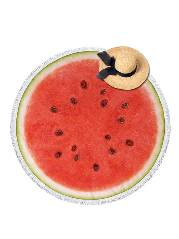 Fruit Printed Round Shape Quick-Drying Towel Beach Mat