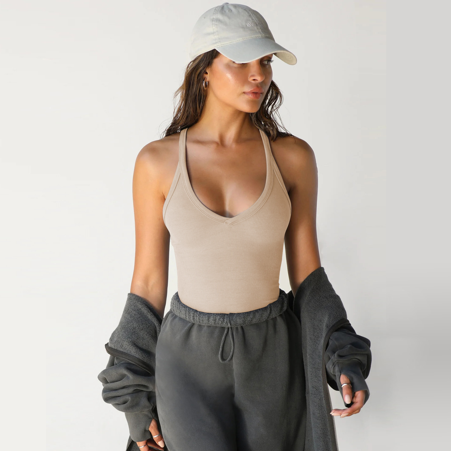 Mature Women Spring Knitted Vest Sexy Slim Top