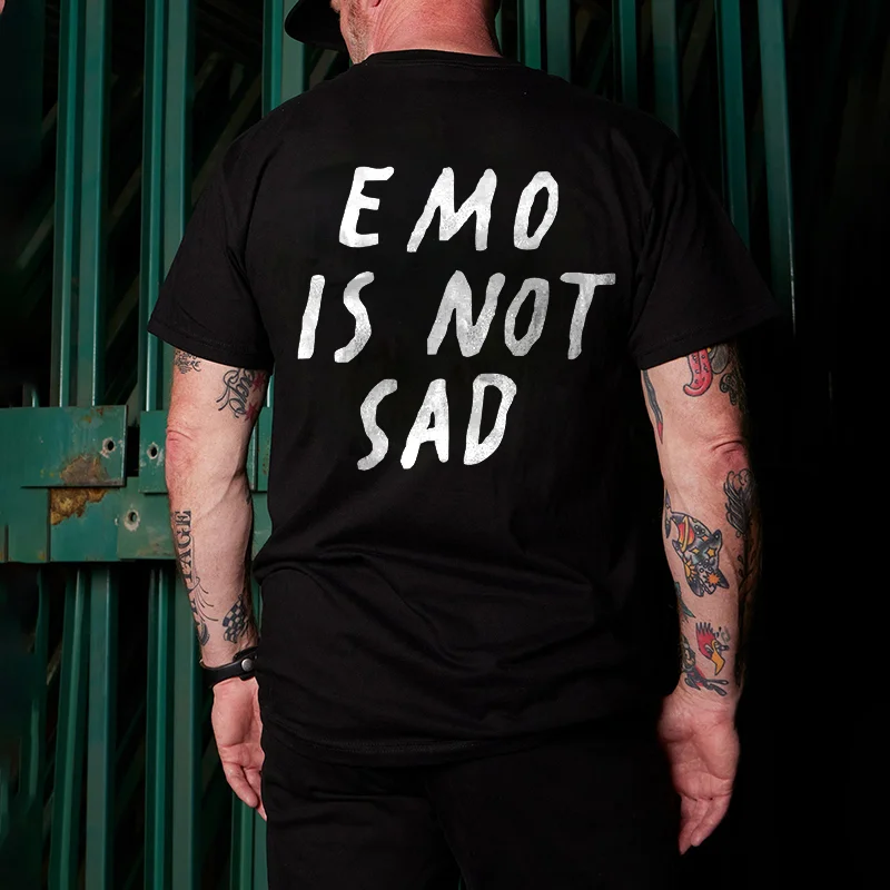 Emo Is Not Sad Printed Casual T-shirt -  UPRANDY