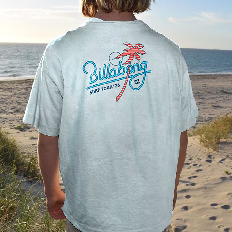 Men Vintage Billabong Surf Tour 73 Print T-shirt