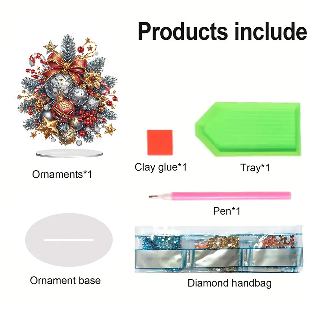 DIY Christmas Flower Acrylic Special Shaped Decor Desktop Diamond Art Kits for Home
