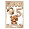 Retro Cream Caramel Cartoon Bunny Bear 0 - 9 Numbers Latex Aluminum Film Balloons Flags Package Kids Birthday Party Decors