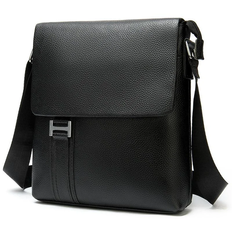 Men's Leather Shoulder Bag Business Casual Flip Type Crossbody Bag