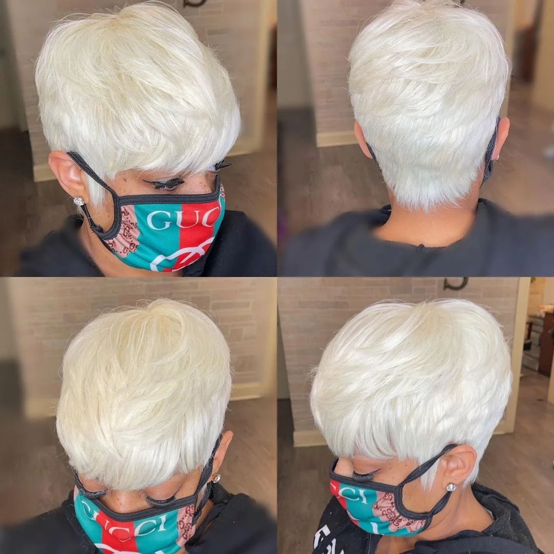 🔥Hot|Glueless Wig With Elastic Belt|🎉4*4 Lace Closure Short Pixie Cut Haircut Wigs for Black Women ELCNEPAL