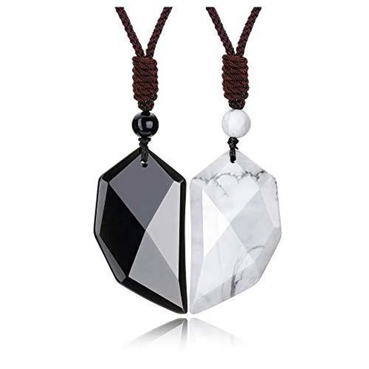 Obsidian Clear Quartz Heart Necklace