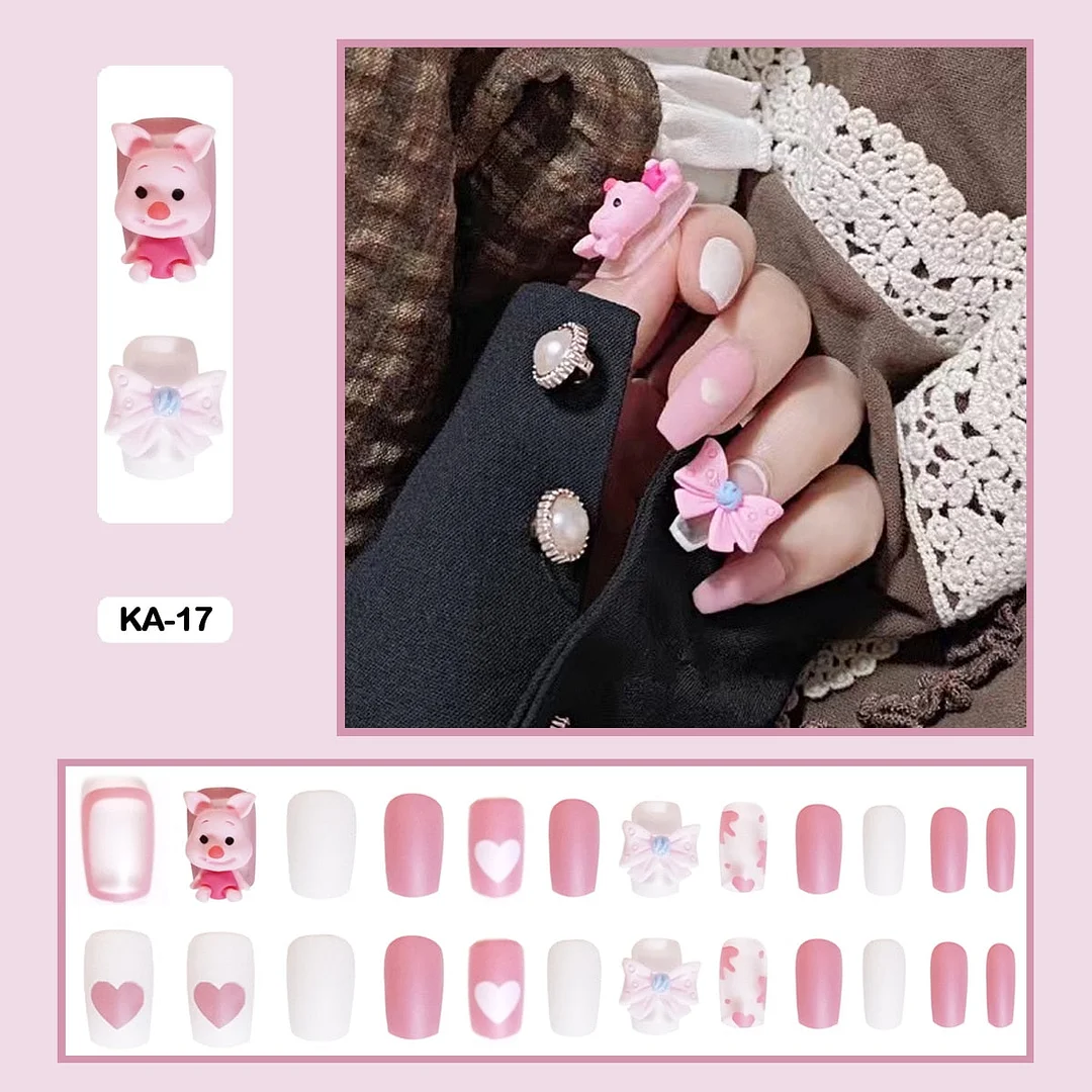 Butterfly Lovely Girl Nail Art Wearable Press On Fake Nails Tips With Glue And Sticker 24pcs/box With Wearing Tools As Gift-Nail Inspo