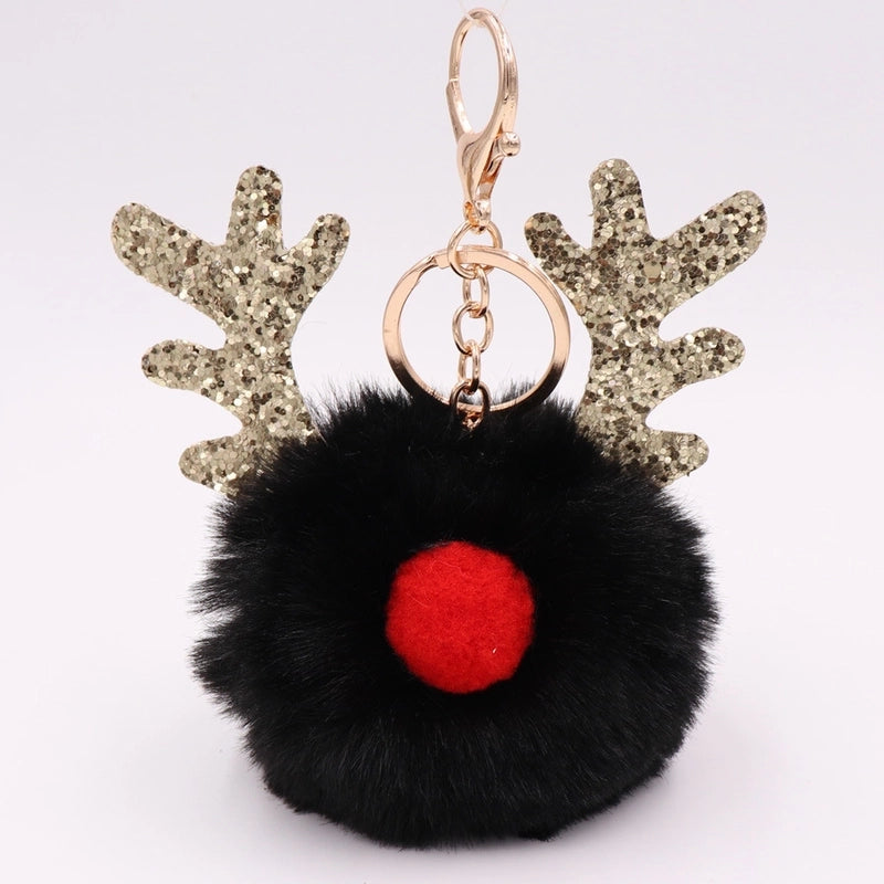 Cute Artistic Antlers Imitate Rex Rabbit Fur Women’s Keychain