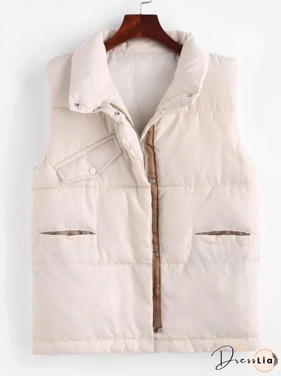 Pockets Zip Up Padded Vest