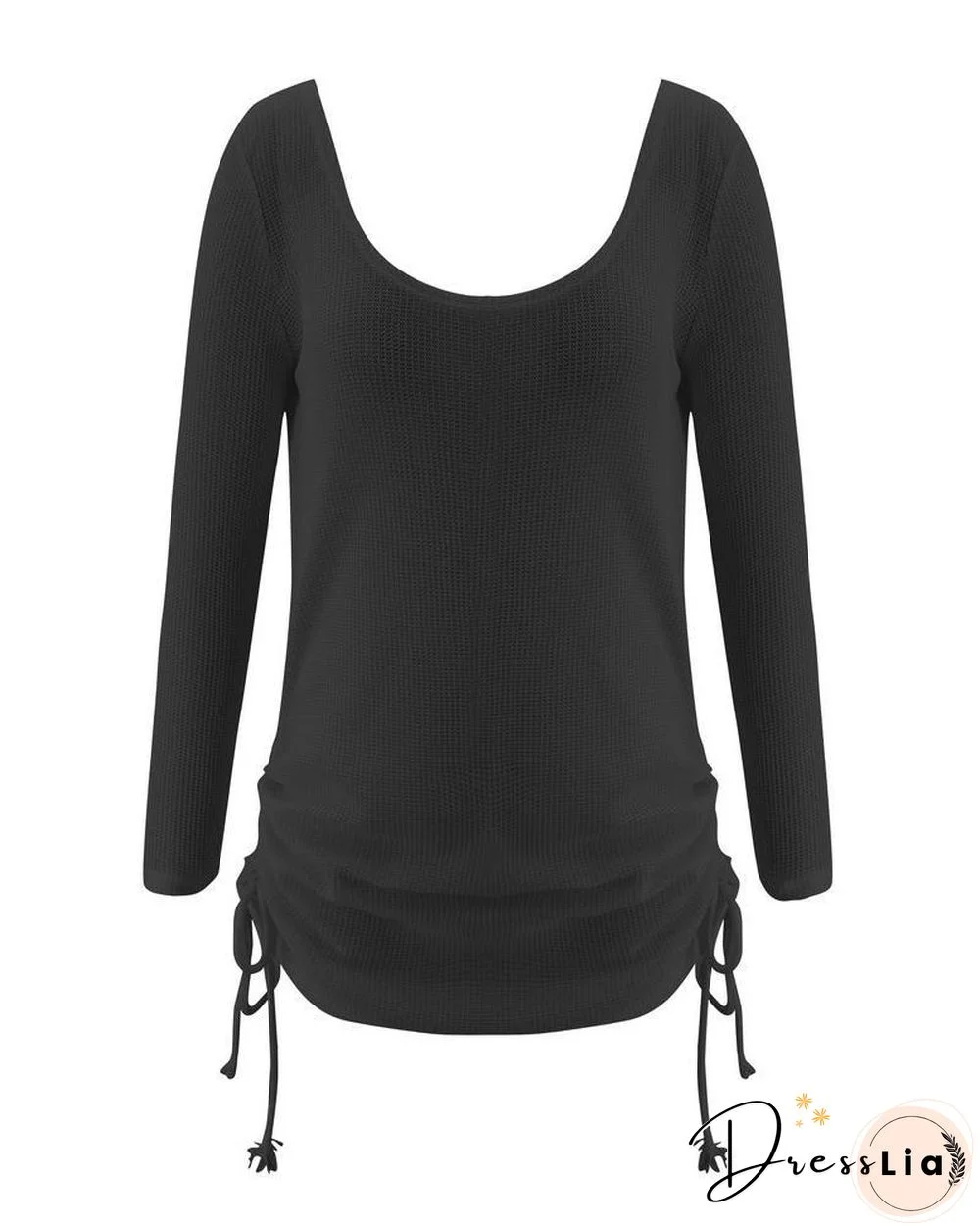 Drawstring Ruched Backless Dress P11312