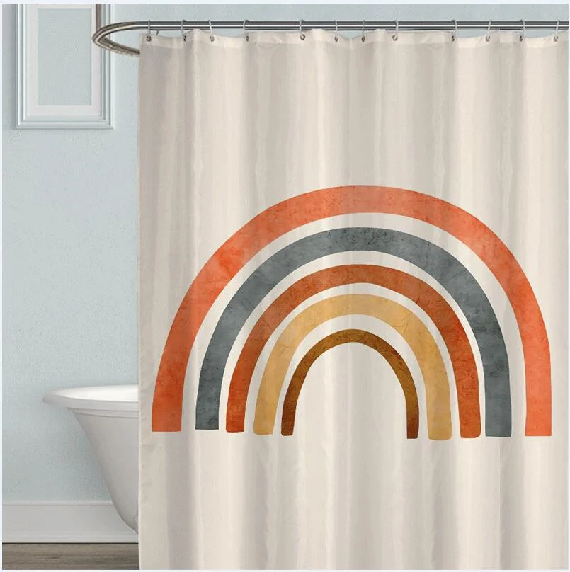 Morandi Simple Strokes Shower Curtain 100% Polyester Simple Korean Style Shower Curtain Bathroom Set Waterproof Shower Curtain