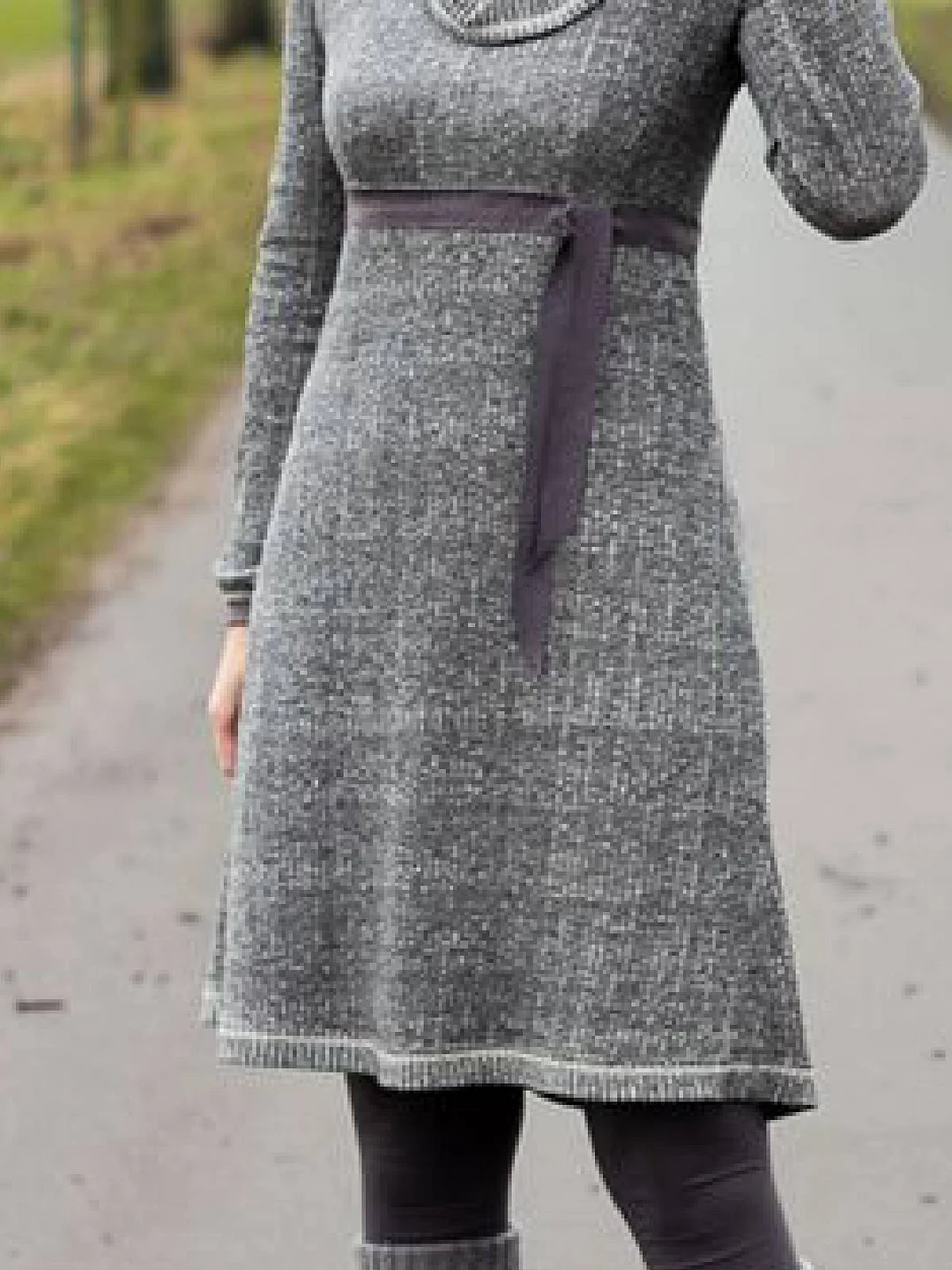 Cowl Neck Long Sleeve Cotton-Blend Fall Dresses