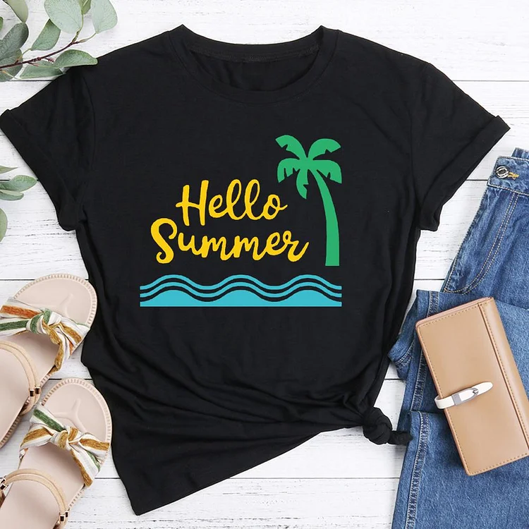 The Summer Sea and Hello Summer  T-shirt Tee -04310