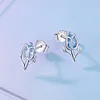 925 Sterling Silver Tulip Blue Zircon Stud Earrings