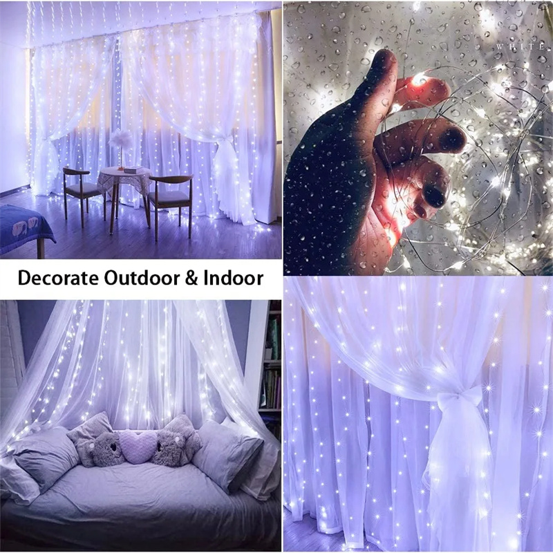 Tegooe USB Powered LED Curtain String Lights with Remote - 8 Modes