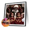 Afroamerikanischer Weihnachtsmann und Kinder - Rundbohrer Diamantmalerei - 40*40cm