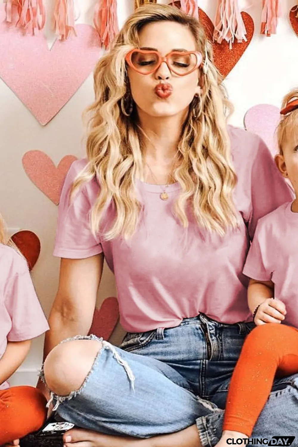 Pink Plain Crew Neck Short Sleeve Tee