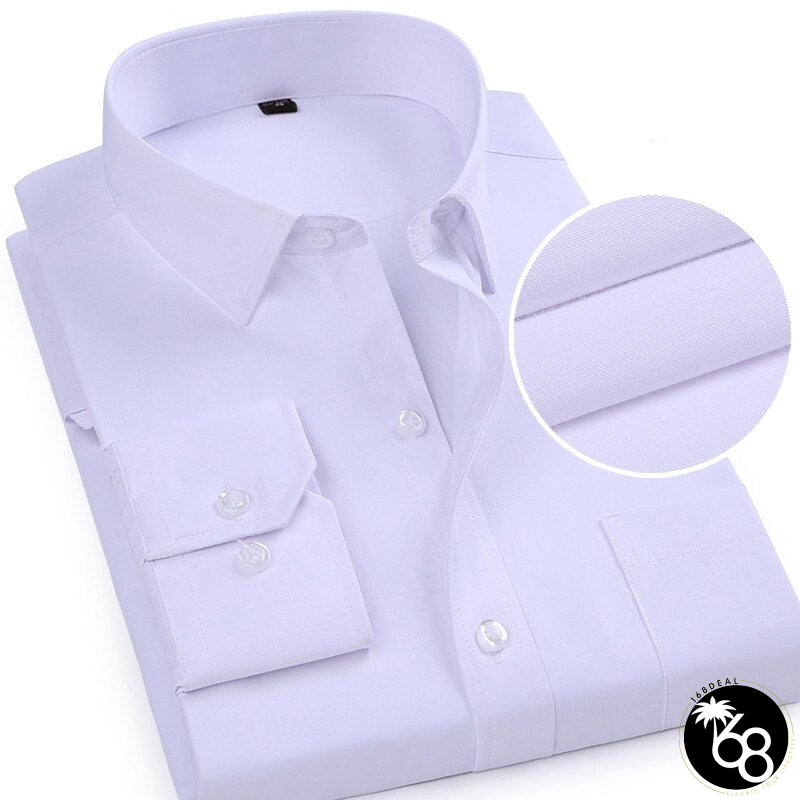 Men's Polyester Full Sleeve Turn Down Collar Plain Pattern Shirt | 168DEAL