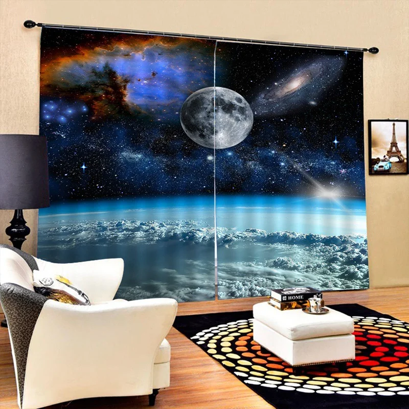 3D Curtain Space Earth Curtain - vzzhome