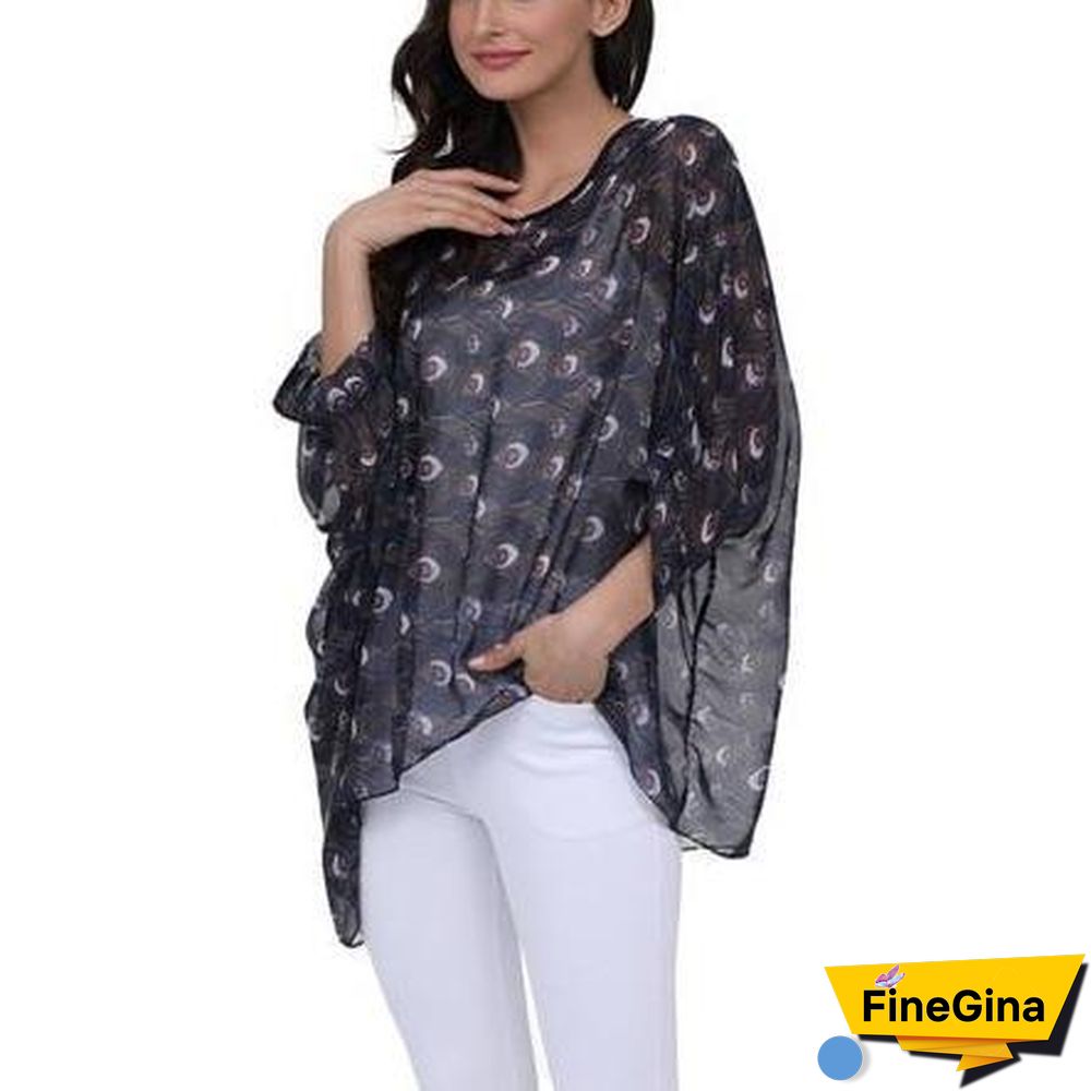 6XL Plus Size Women Chiffon Blouse Shirt Batwing Sleeve Tops Blouses