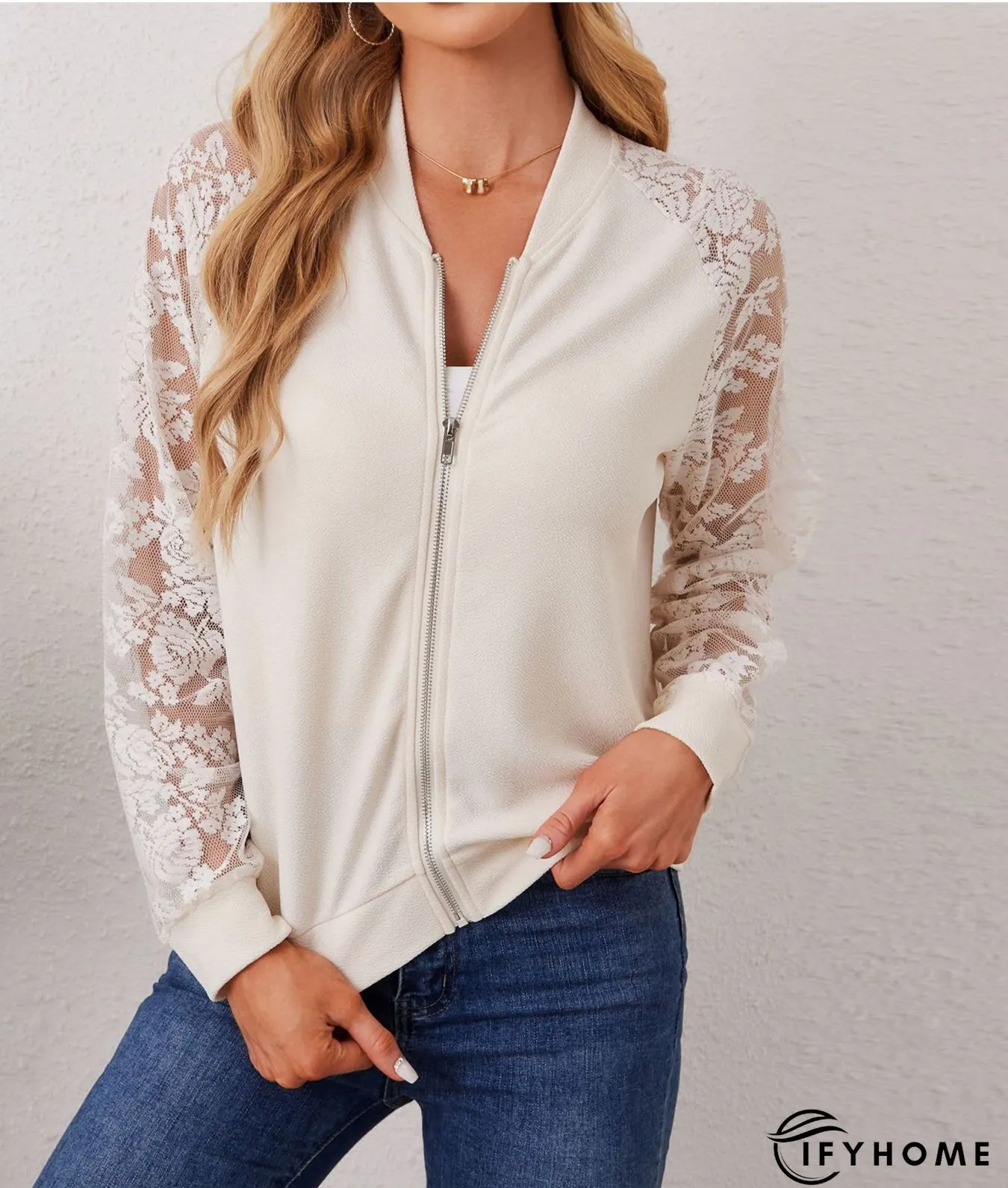 New Yellow Embroideried Zippered Patchwork Silk Thin Coats Long Sleeve | IFYHOME