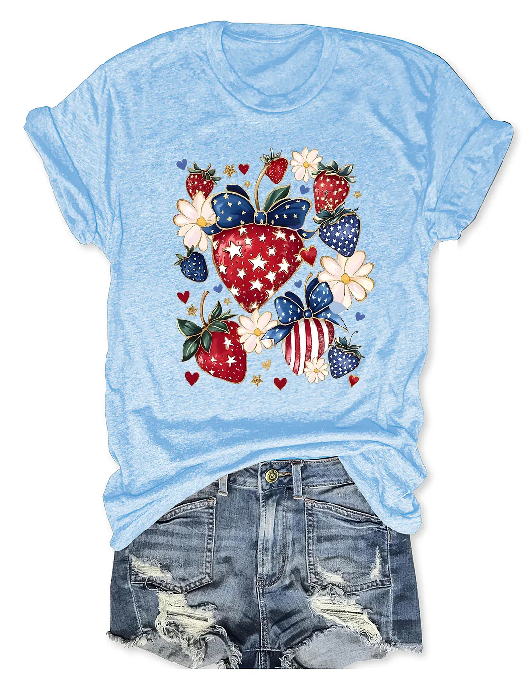 Boho 4th Of July Strawberry T-shirt