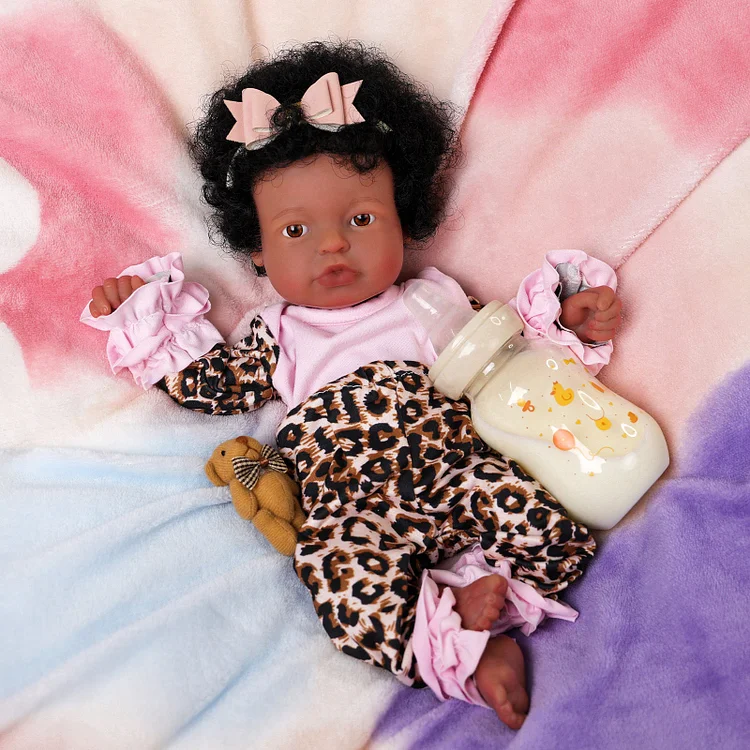 Babeside Laney 12'' Full Silicone Realistic Reborn Baby Doll African American Lovely Girl Awake