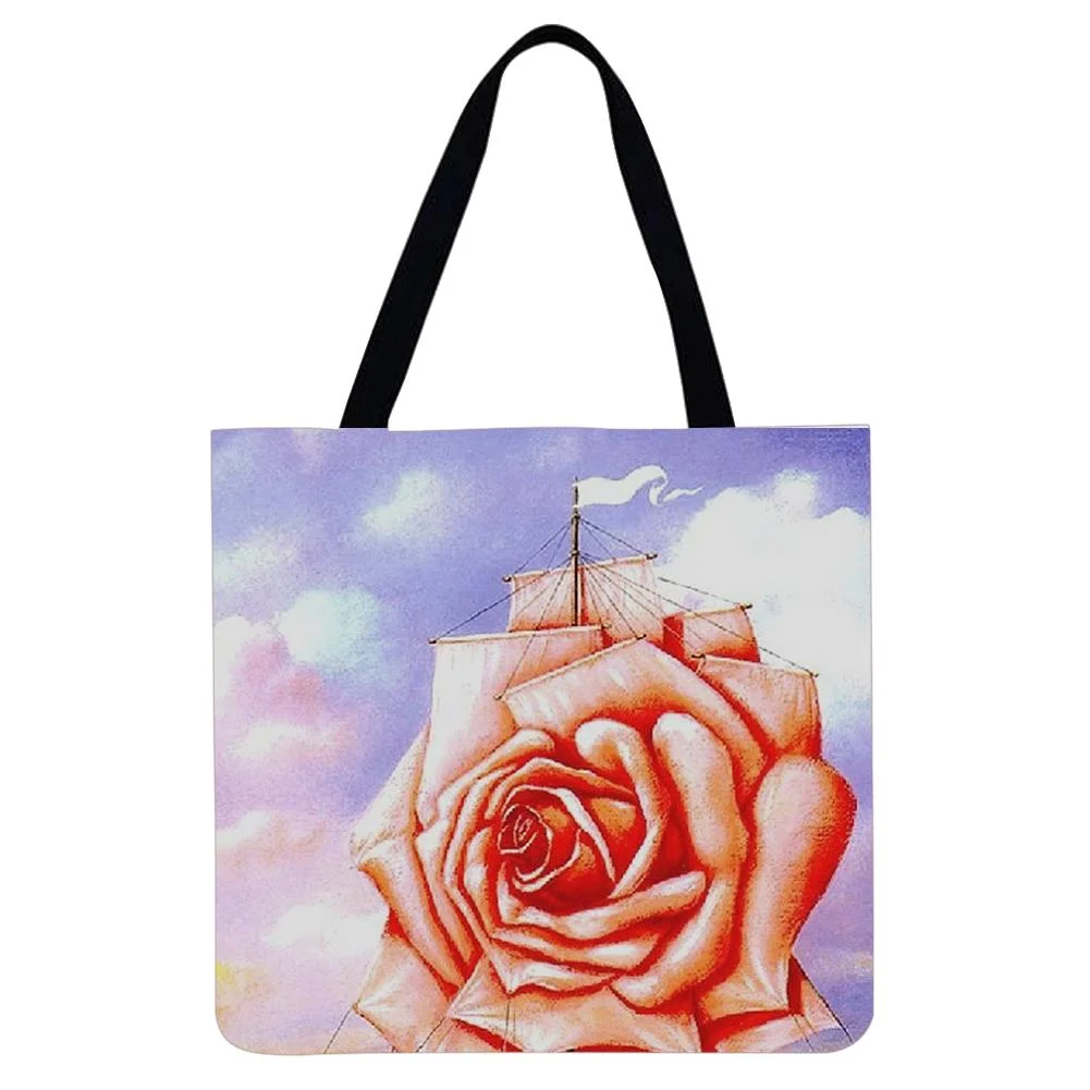 Linen Tote Bag -  Flower Sailboat