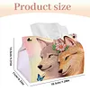 Diamond Art Painting Tissue Box Cover Wear Resist Decorative Paper Napkin Dispenser Multifunction Rhinestone PU Tissue Holder Kit for Adults Home Office Gift (Two Wolves Butterfly)