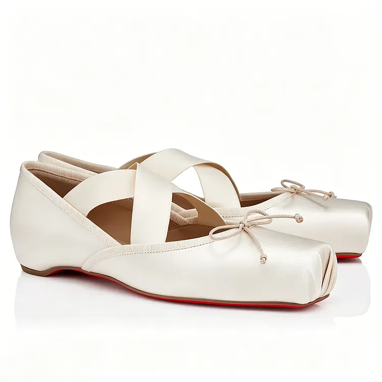 Women's Square-Toe Flat Ballet Flats Red Bottom Mary Janes VOCOSI VOCOSI