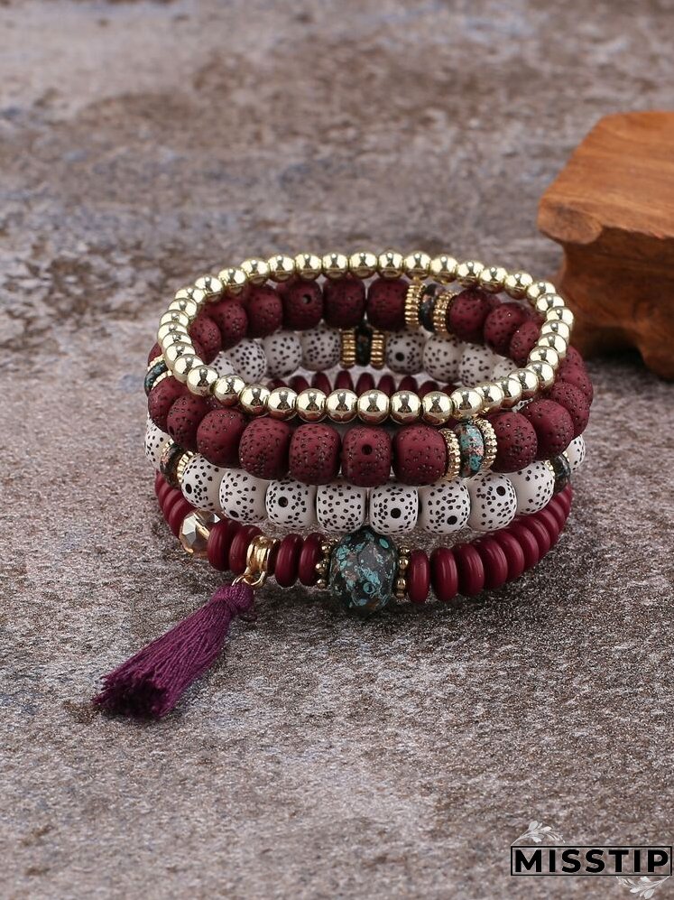 4pcs Tassel Decor Braided Bracelet