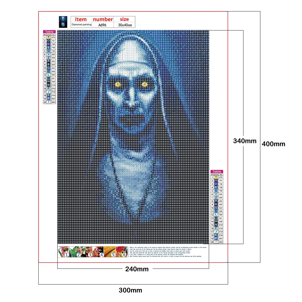 5D Full Round Drill Diamond Painting Horror Person Mosaic Art Craft (A696)