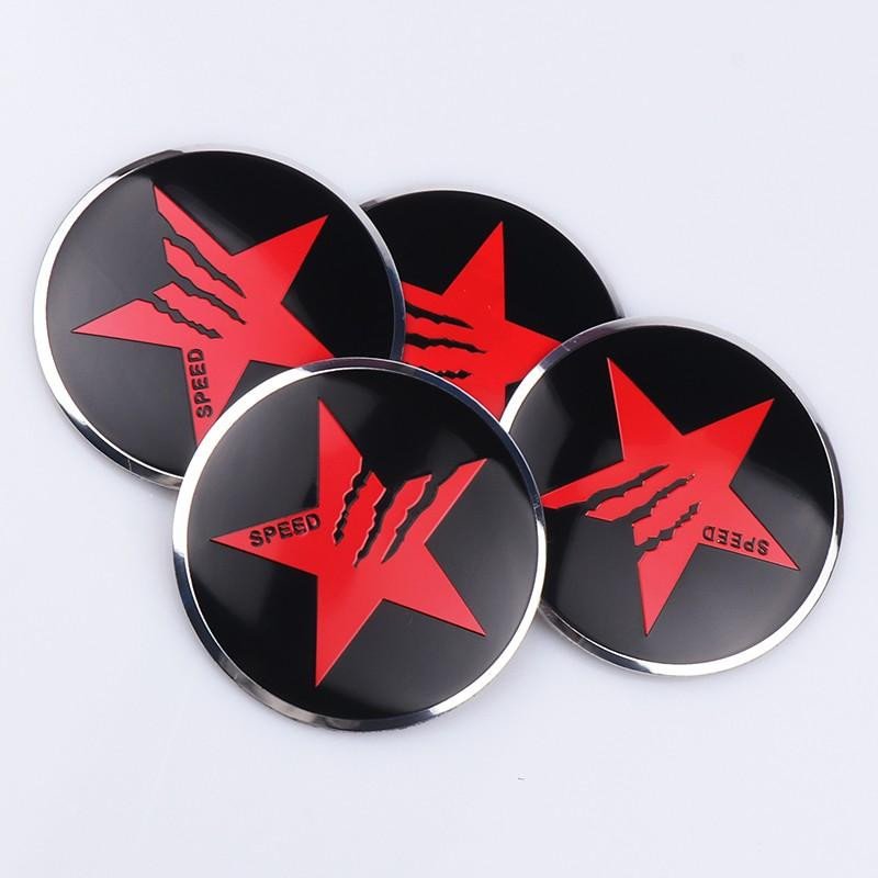 4pcs 56mm Pentagram Logo Car Wheel Center Stickers Hub Cap Emblem Cover For Ford voiturehub dxncar