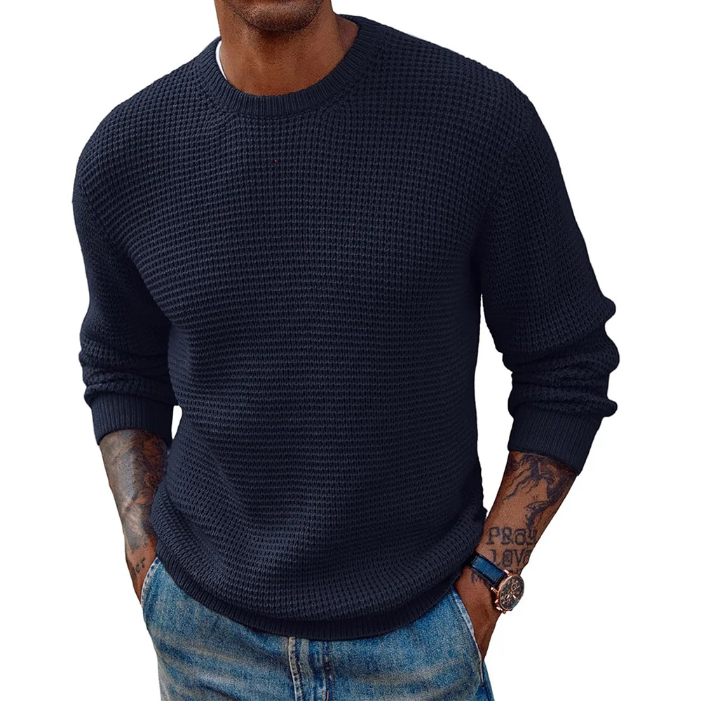 Uveng Uveng Solid Color Round Neck Sweater Jumper Sweater Men's Long Sleeve Jumper Sweater Top