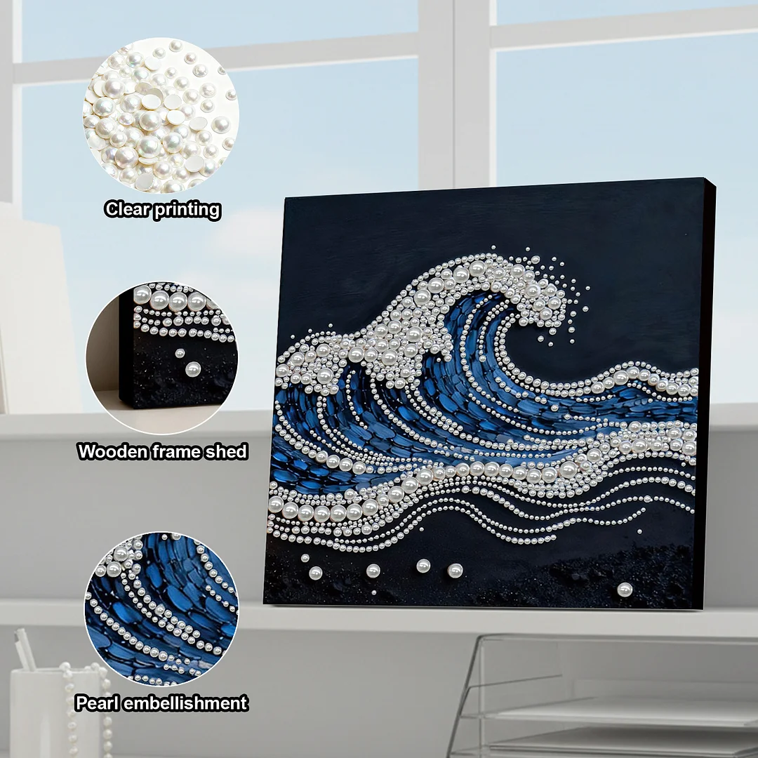Waves DIY Pearl Art Diamond Painting With Frame 30x30cm for Adults Home Decor