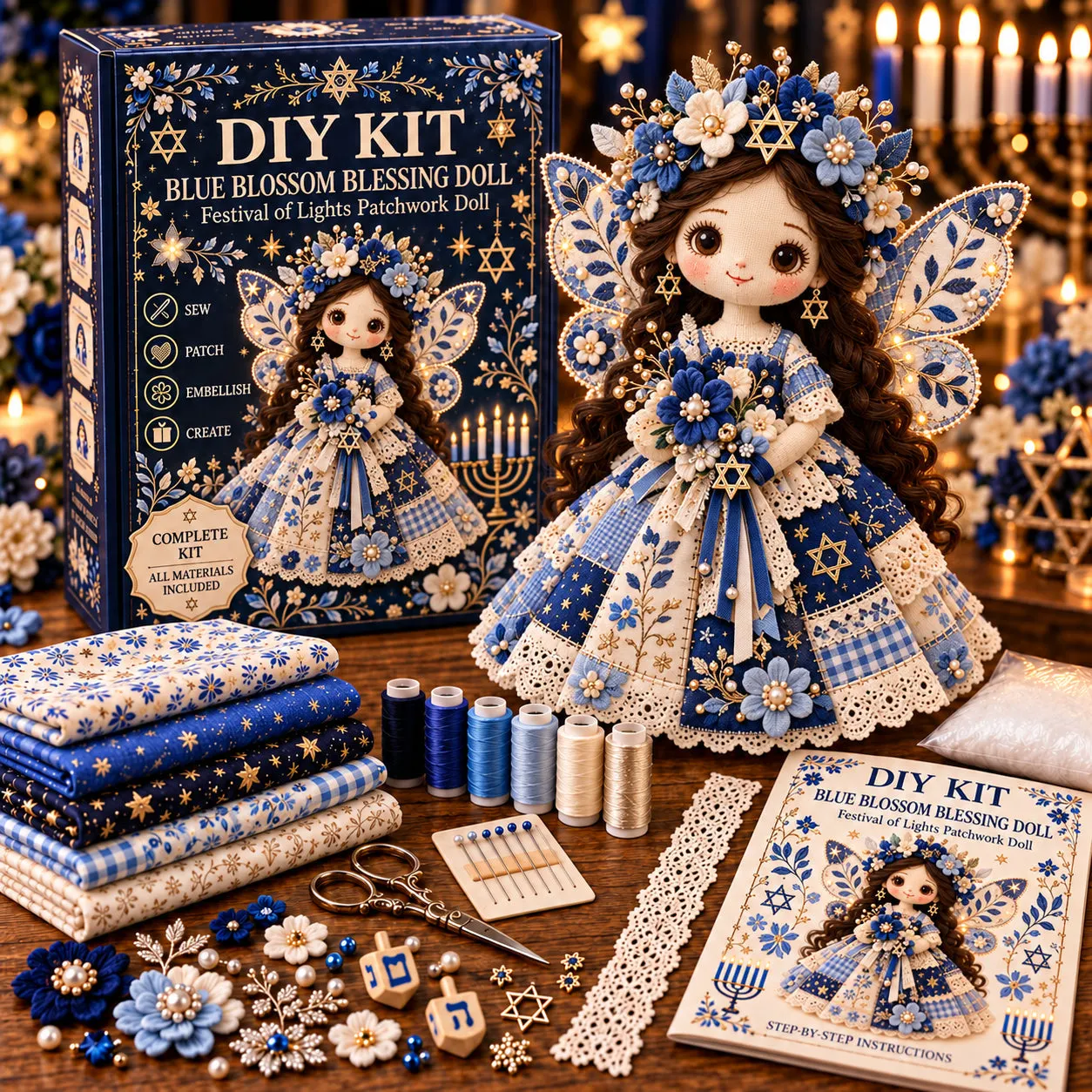 Hanukkah DIY patchwork doll kit