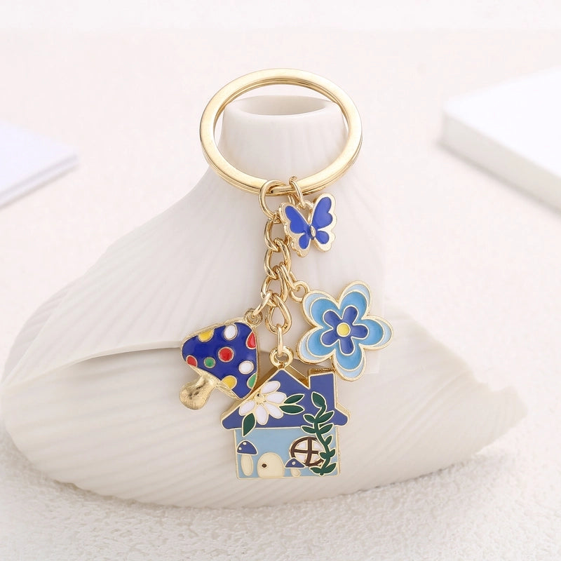 Elegant Lady Floral Alloy Enamel Keychain