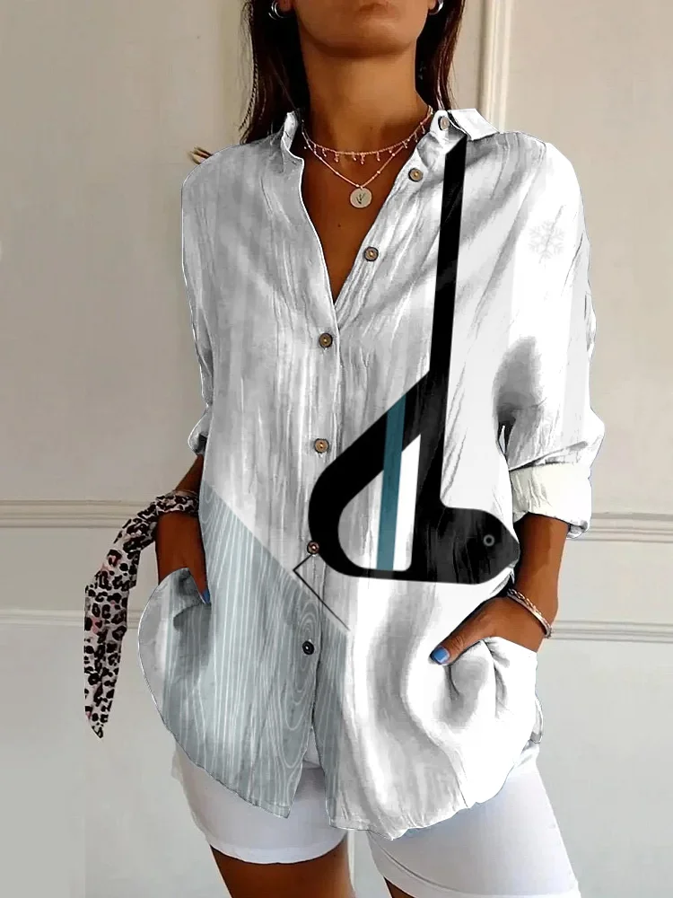 Vintage Bird Art Print Casual Long Sleeve Shirt