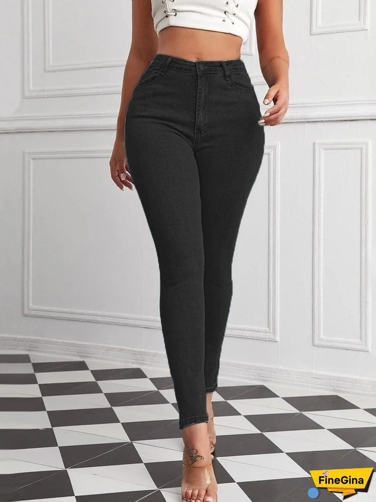 High Waist Stretch Plus Size Pencil Pants
