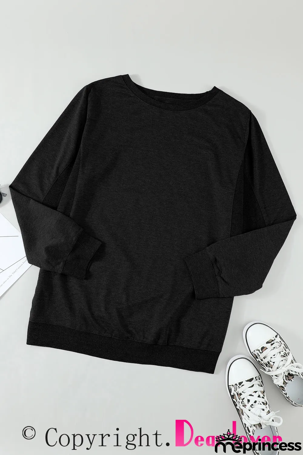Black Wash Fleece Pullover Sweatshirt