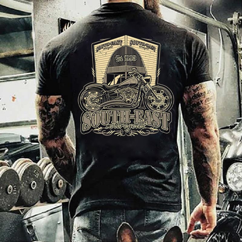 Men‘s Vintage Motorcycle Print T-Shirt