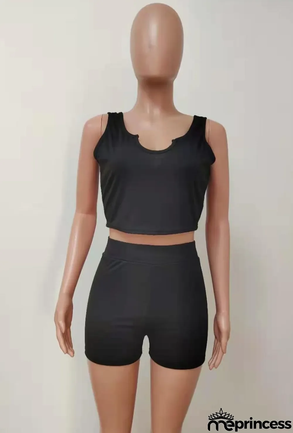 Summer Black Bodycon Crop Top and Shorts Two Piece Matching Set