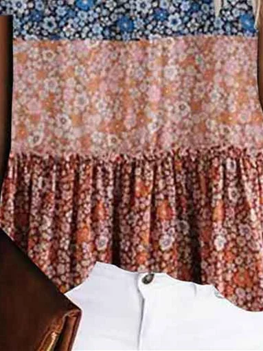 Women Half Sleeve V-neck Solid Color Dress